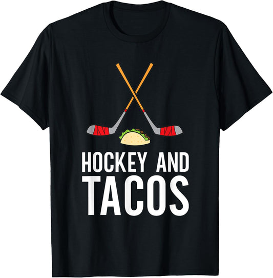 Funny Hockey Lover Gifts Funny Hockey Lover Hockey And Tacos Ice Hockey , Black, Small T-Shirt - T-Shirt | Black