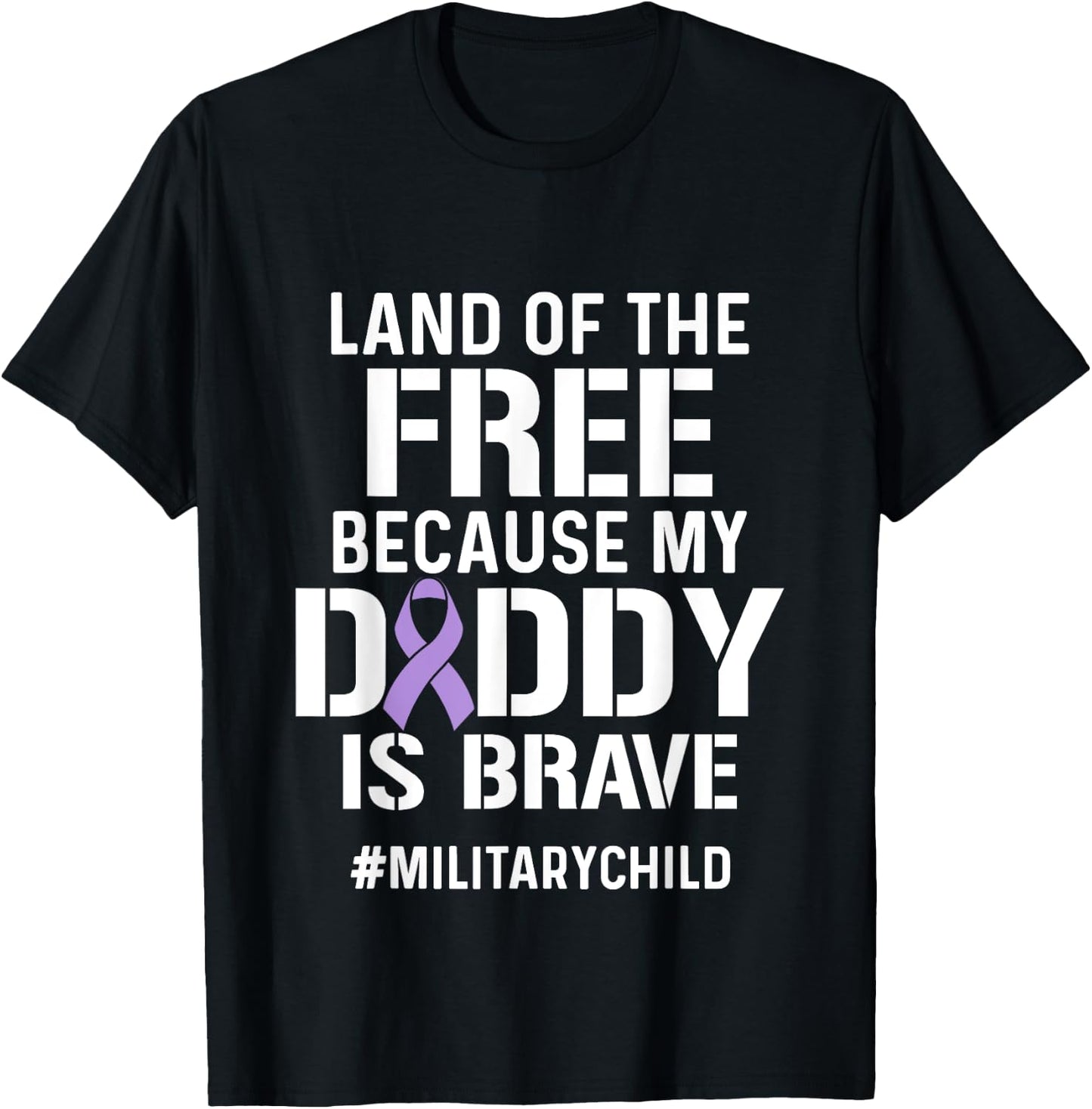 Military Child Month Purple Up Free Brave Dad Pride T-Shirt - T-Shirt | Black