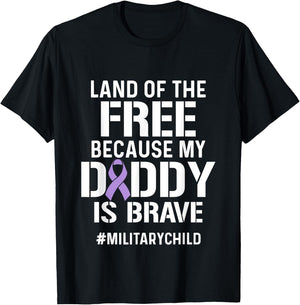 Military Child Month Purple Up Free Brave Dad Pride T-Shirt - T-Shirt | Black
