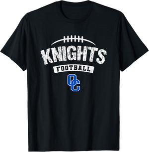 Oak Creek Knights Logo Football Distressed HS T-Shirt - T-Shirt | Black