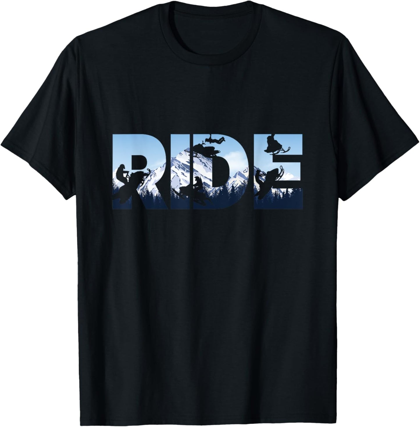 Snowmobile Ride Shirt Snow Mountain Motor Sled Winter Sport T-Shirt - T-Shirt | Black