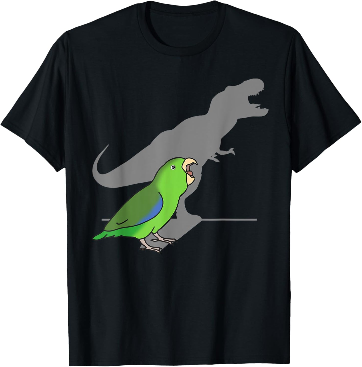 T-rex Green Parrotlet Cute Parakeet Funny Parrot Birb memes T-Shirt - T-Shirt | Black