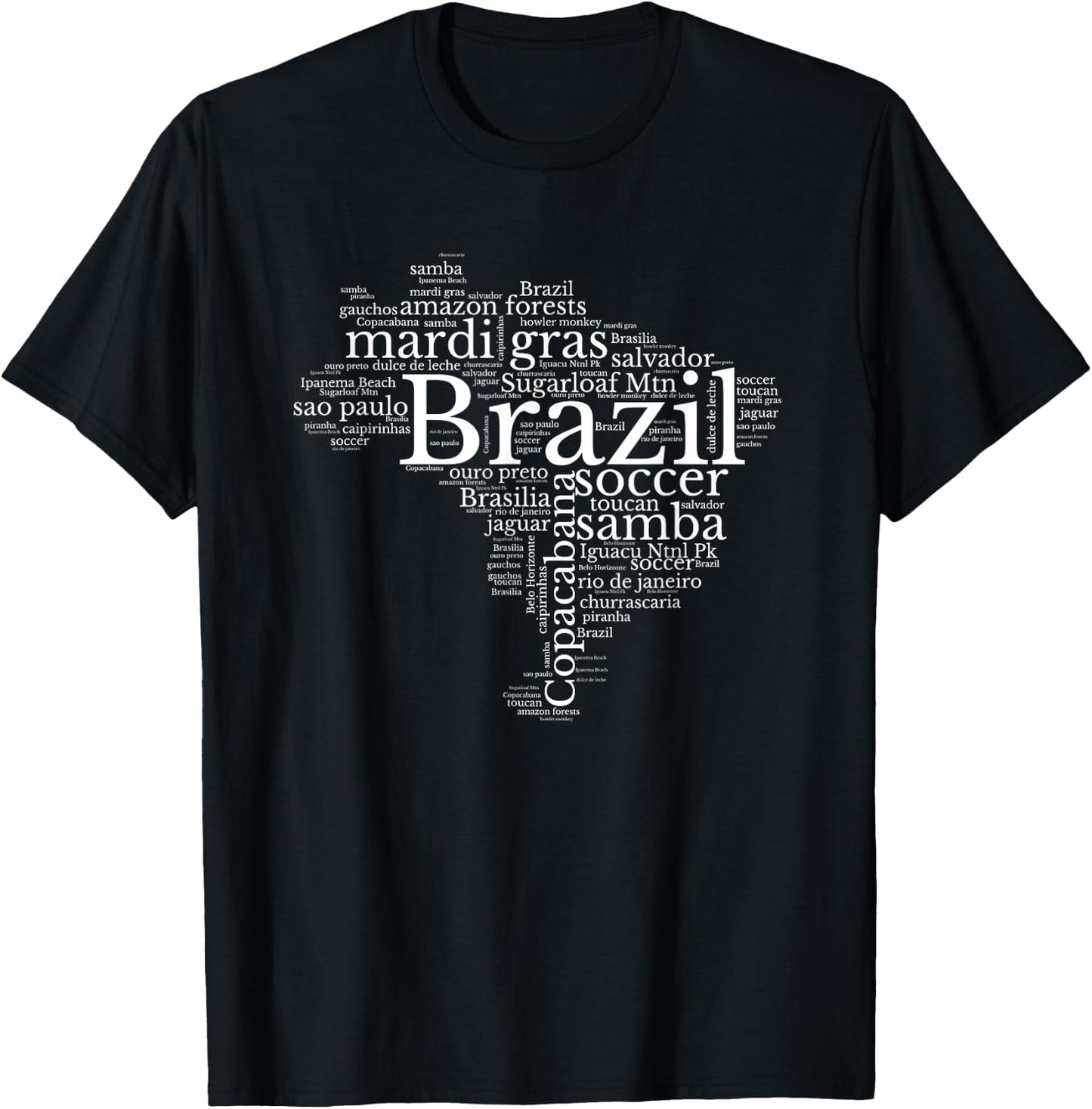 Brazil Map Brazilian Soccer Copacabana Brasil Men Women Gift T-Shirt - T-Shirt | Black