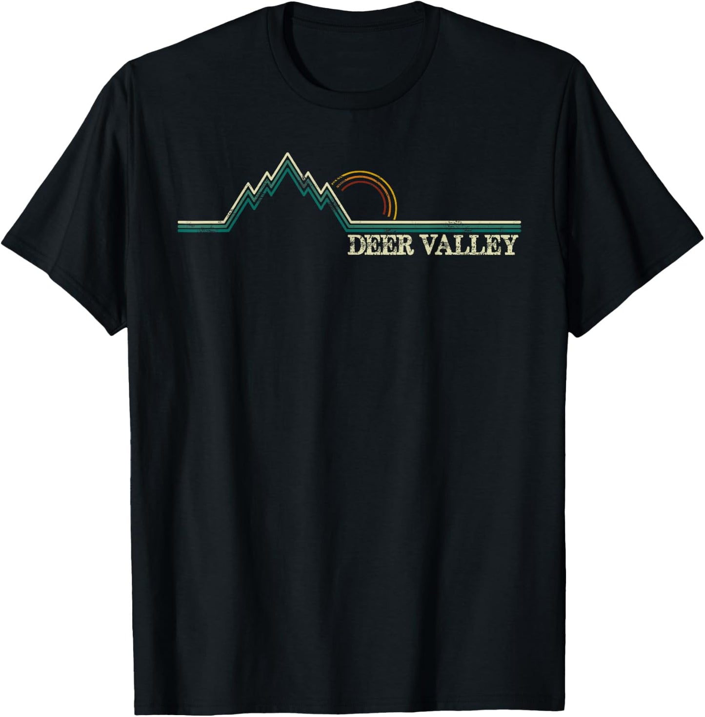 Deer Valley Utah Retro Adventure Skiing Snowboard Shirt T-Shirt - T-Shirt | Black