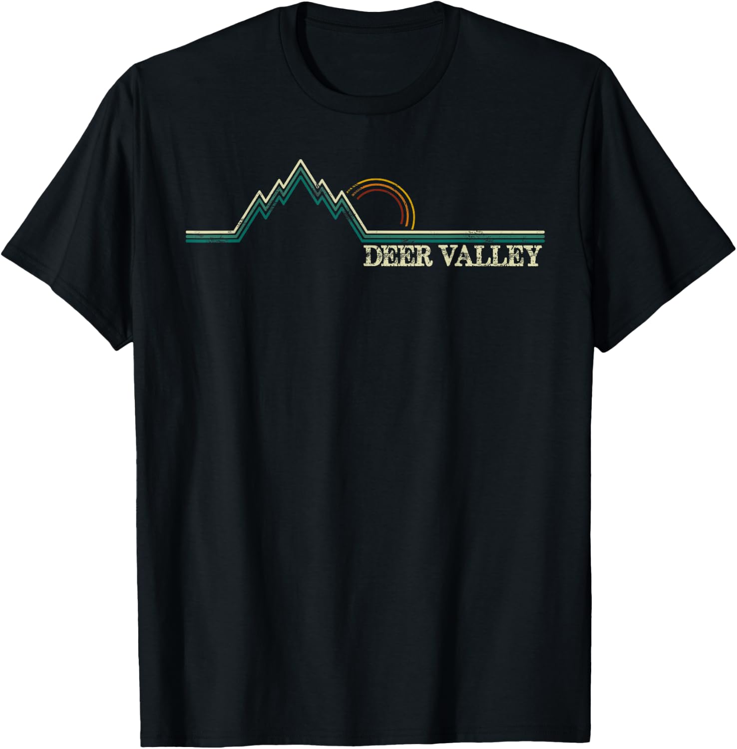 Deer Valley Utah Retro Adventure Skiing Snowboard Shirt T-Shirt - T-Shirt | Black