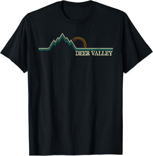 Deer Valley Utah Retro Adventure Skiing Snowboard Shirt T-Shirt - T-Shirt | Black