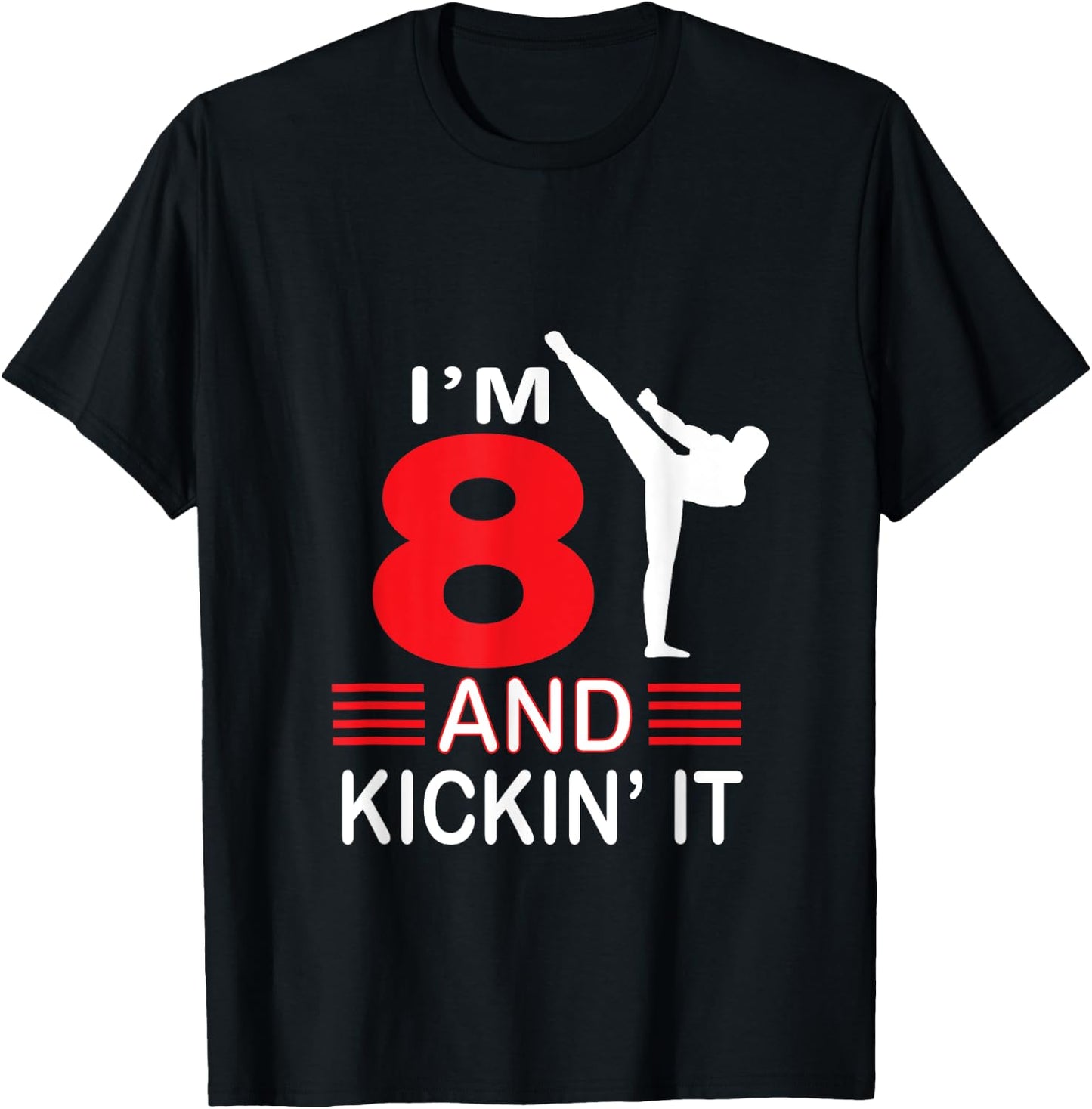 8th Birthday Karate Gifts 8 Years Old Birthday Martial Arts Gift Boys Girls T-Shirt - T-Shirt | Black