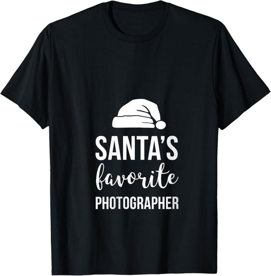 Santa's Favorite Photographer Funny Christmas V-Neck T-Shirt - T-Shirt | Black