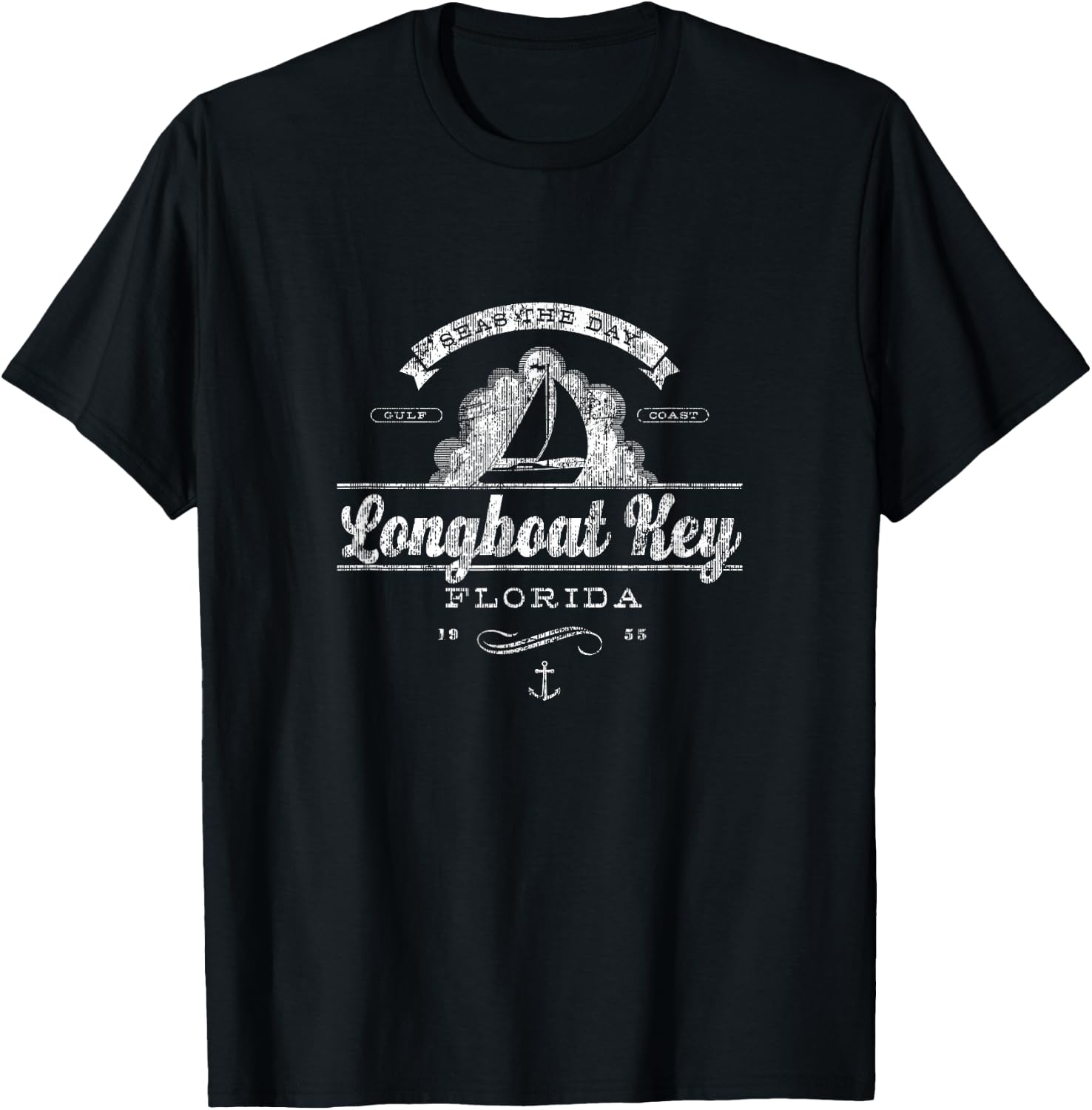 Longboat Key FL Sailboat Vintage Nautical T-Shirt - T-Shirt | Black