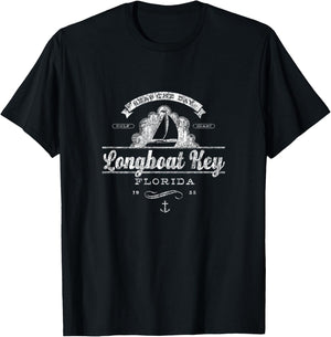 Longboat Key FL Sailboat Vintage Nautical T-Shirt - T-Shirt | Black