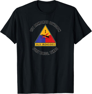 1st Armored Division Fort Bliss Texas Emblem Veteran Gift T-Shirt - T-Shirt | Black