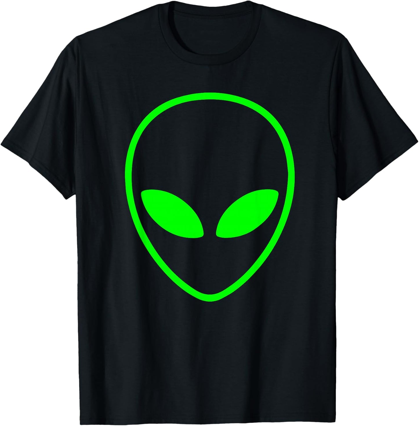 Green Alien Head T-Shirt - T-Shirt | Black