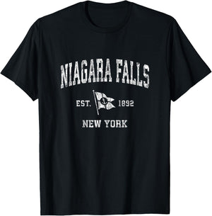 Niagara Falls NY Vintage Nautical Boat Anchor Flag Sports T-Shirt - T-Shirt | Black