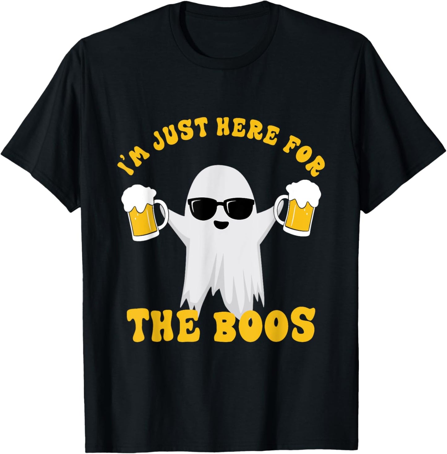 I’m Just Here For The Boos Funny Ghost Halloween Men Women T-Shirt - T-Shirt | Black