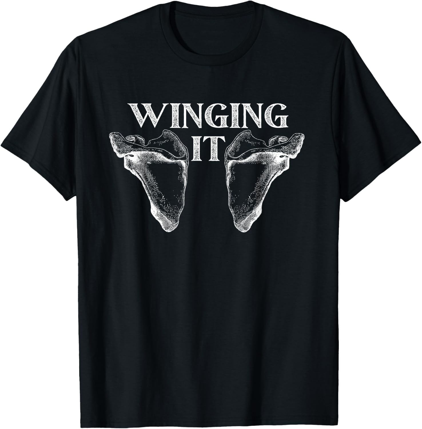 Just winging it, Funny Anatomy pun dad joke T-Shirt - T-Shirt | Black