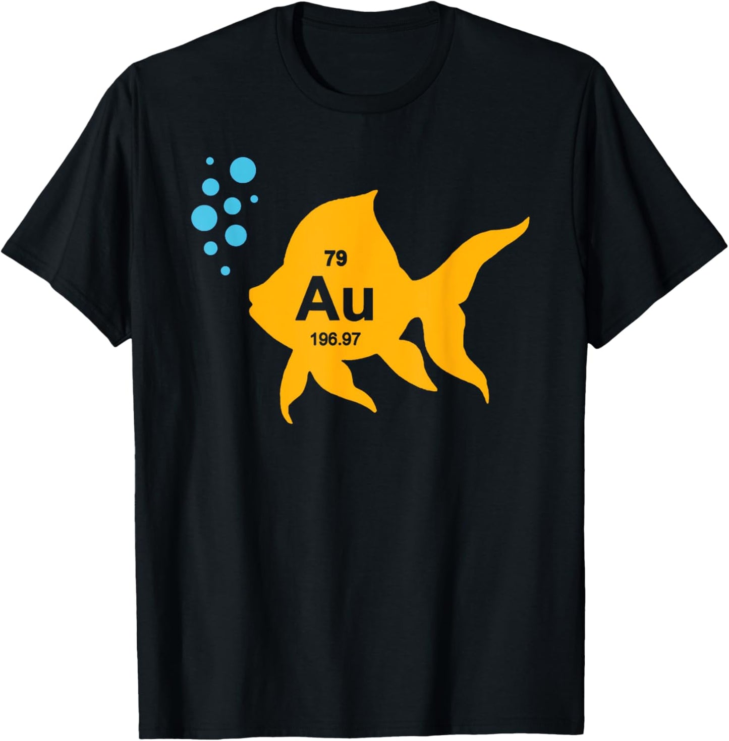 Funny Chemistry Periodic Table Elemental Gold Fish T-Shirt - T-Shirt | Black