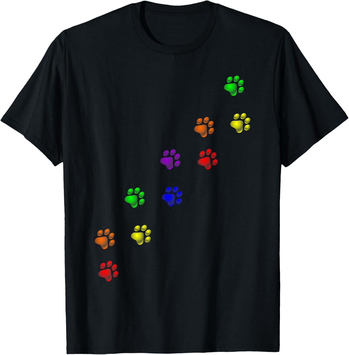 Rainbow Paw Prints Gay Pride Pet Dog Cat Owner Lover Men Women T-Shirt - T-Shirt | Black