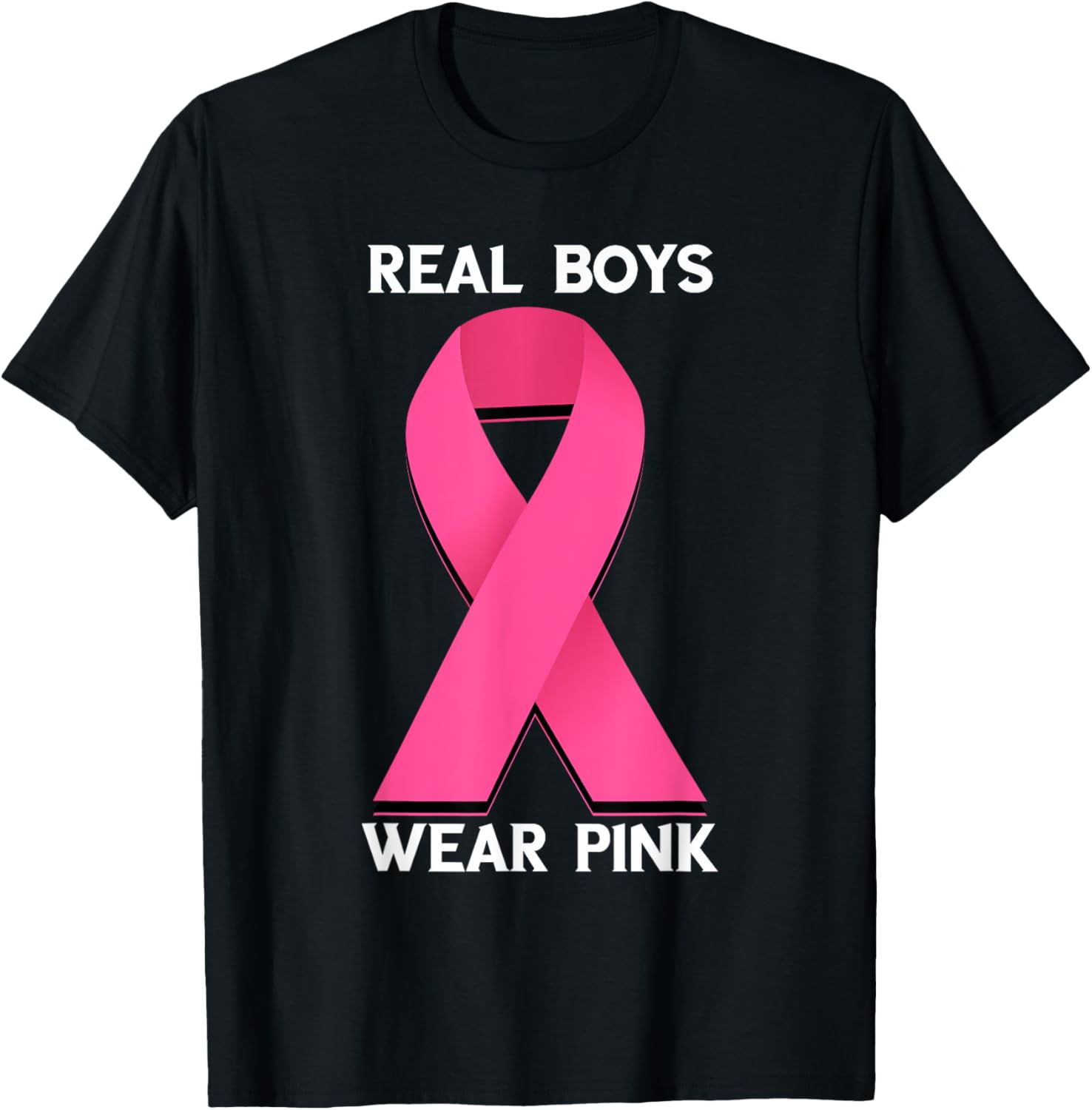Real Boys Wear Pink Breast Cancer Awareness Pink Ribbon T-Shirt - T-Shirt | Black