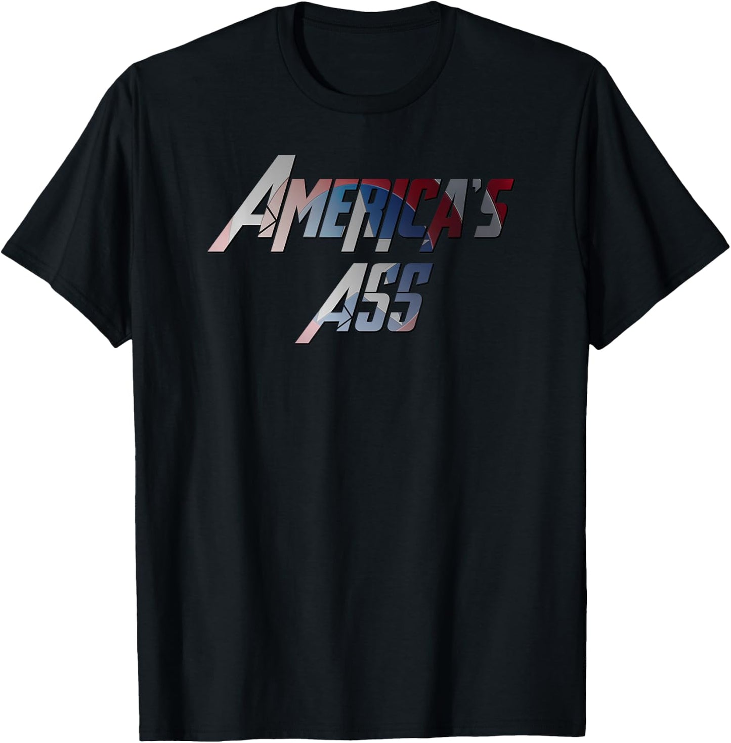 Captain Shirts Co America's Ass Funny - Men's Black Classic Fit Short Sleeve Cotton - Small T-Shirt - T-Shirt | Black