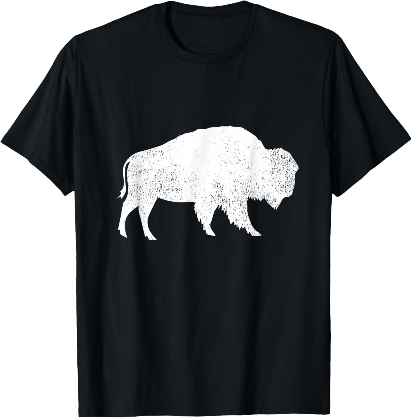 Distressed Bison Silhouette Buffalo Lover Animal T-Shirt - T-Shirt | Black