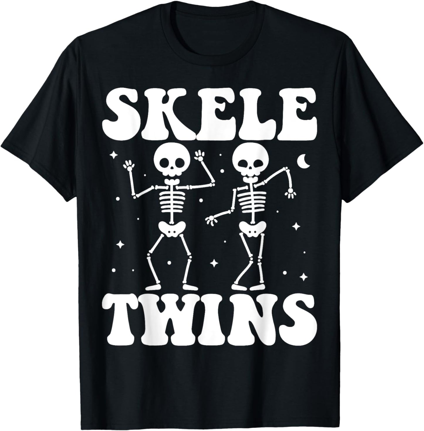 Funny Dancing Skeletons Twins Halloween Matching Skeletwins T-Shirt - T-Shirt | Black