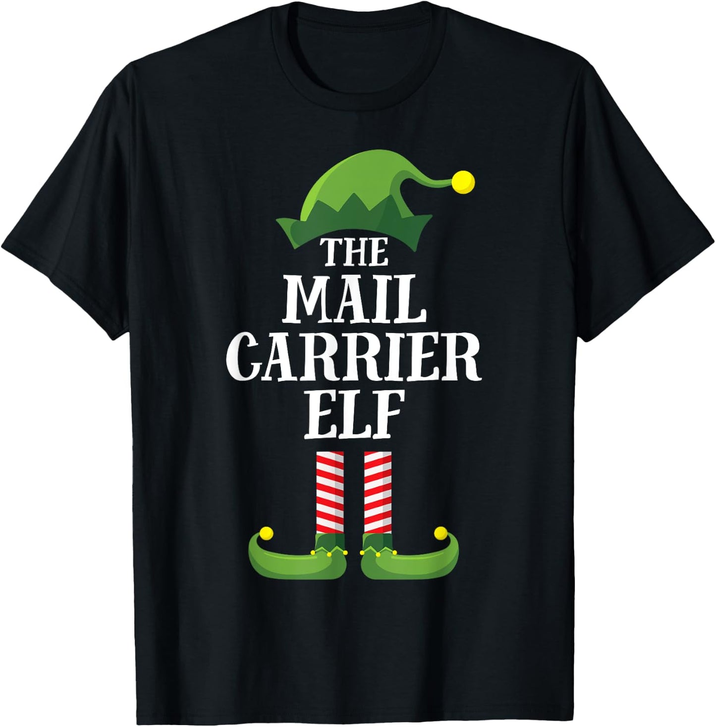 Mail Carrier Elf Matching Family Group Christmas Party PJ T-Shirt - T-Shirt | Black