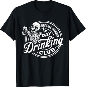 Official Member Day Drinking Club Funny Drinker Skeleton Men T-Shirt - T-Shirt | Black