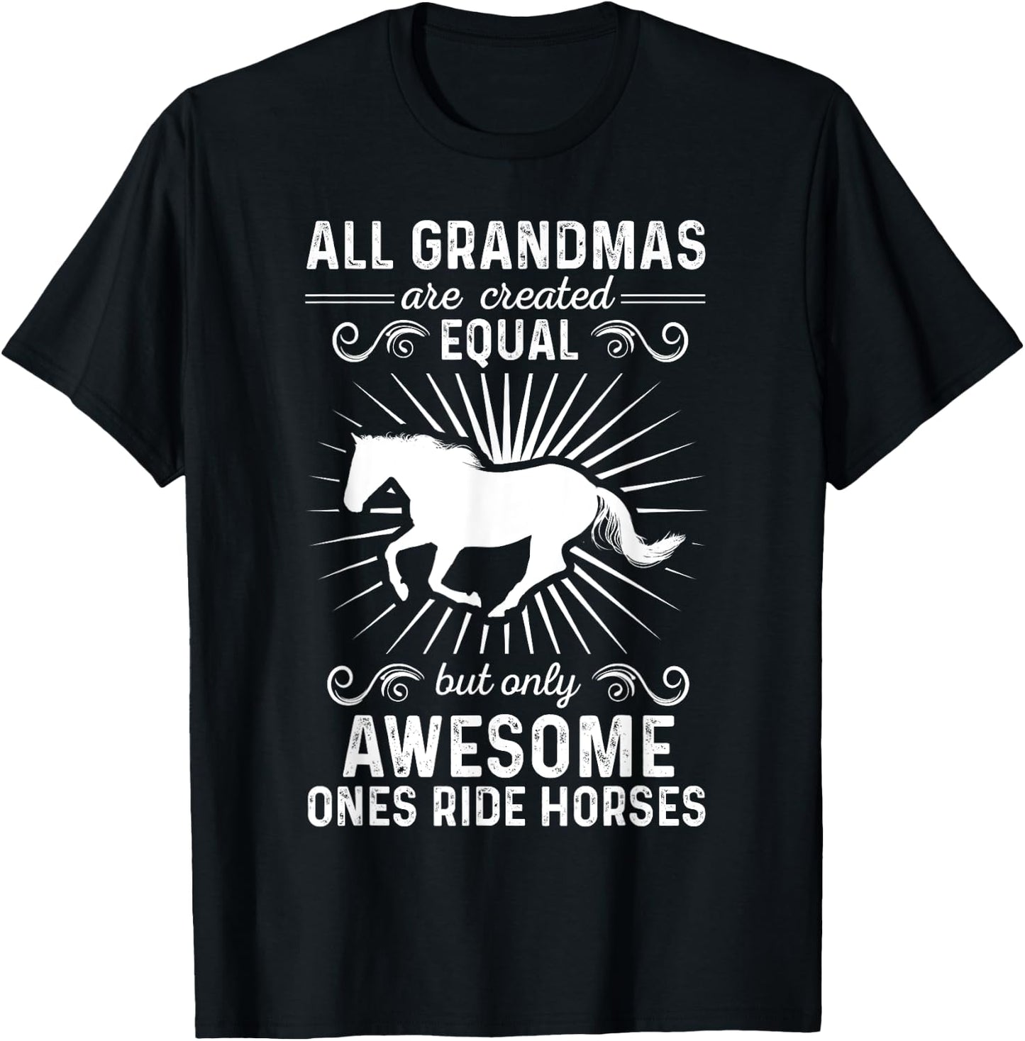 All Awesome Grandmas Ride Horses Gift For Family T-Shirt - T-Shirt | Black