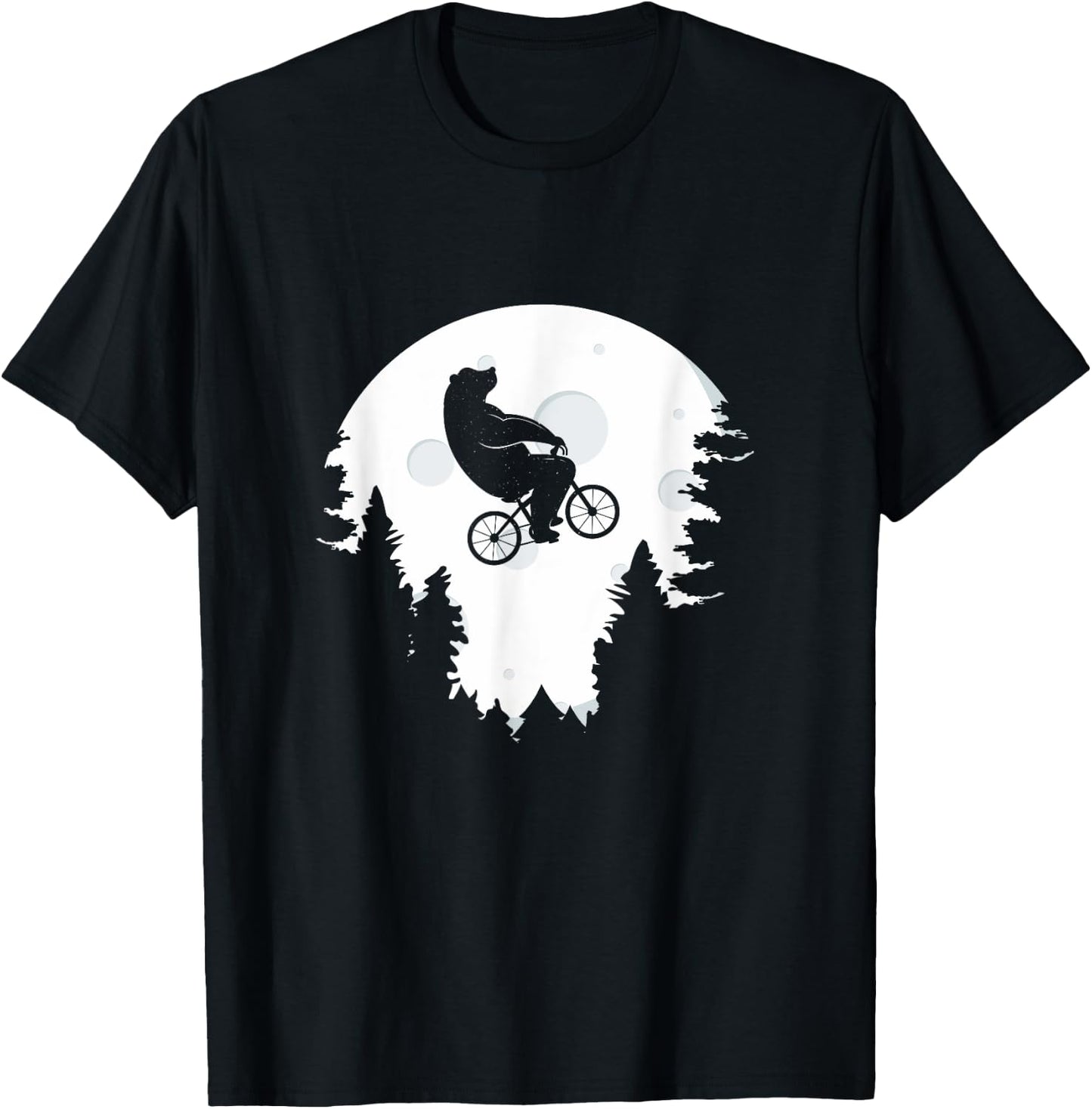 Funny Bear Cycling Mountain Bike Moon Bicycle T-Shirt - T-Shirt | Black