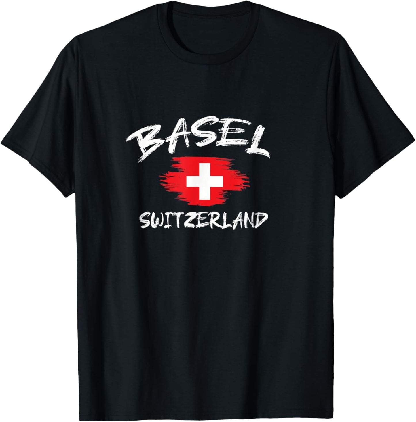 Basel Switzerland Souvenir Swiss Country Flag Brushed T-Shirt - T-Shirt | Black