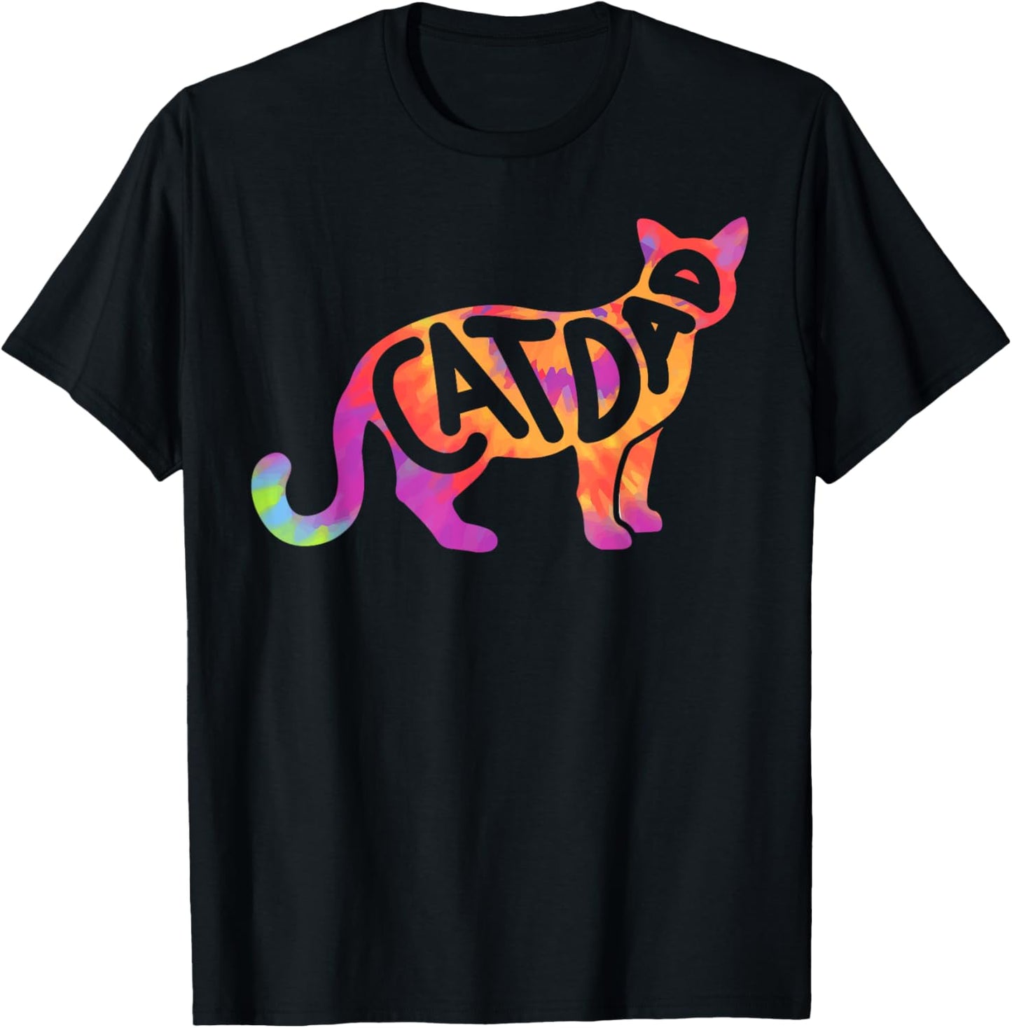 Cat Dad Daddy Father's Day Men Funny Tie Dye Retro Vintage T-Shirt - T-Shirt | Black