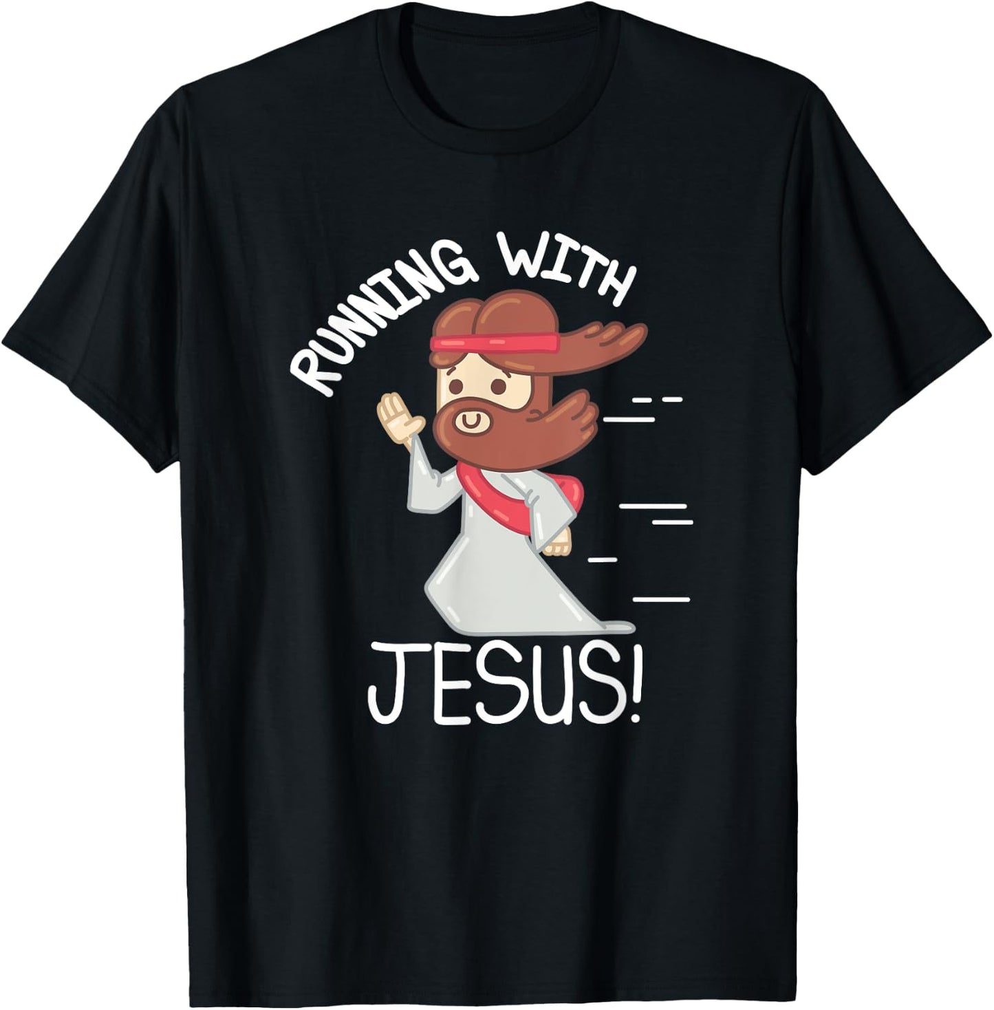 Running With Jesus Christian Faith Runner And Jogging T-Shirt - T-Shirt | Black