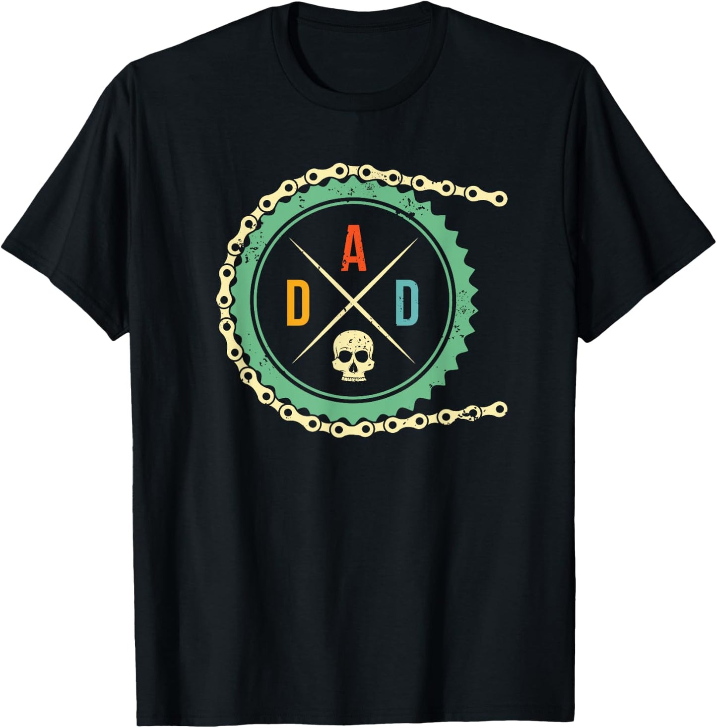 Cool Bike Skull Dad Mountain Biking MTB Riding Cycling Biker T-Shirt - T-Shirt | Black
