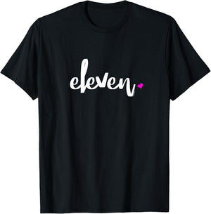 11th Birthday Shirt Girl 11 Year | Age 11 Eleven Party Pink T-Shirt - T-Shirt | Black