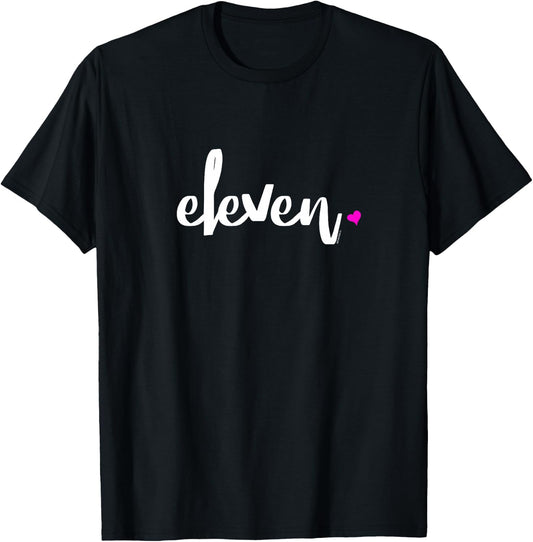 11th Birthday Shirt Girl 11 Year | Age 11 Eleven Party Pink T-Shirt - T-Shirt | Black