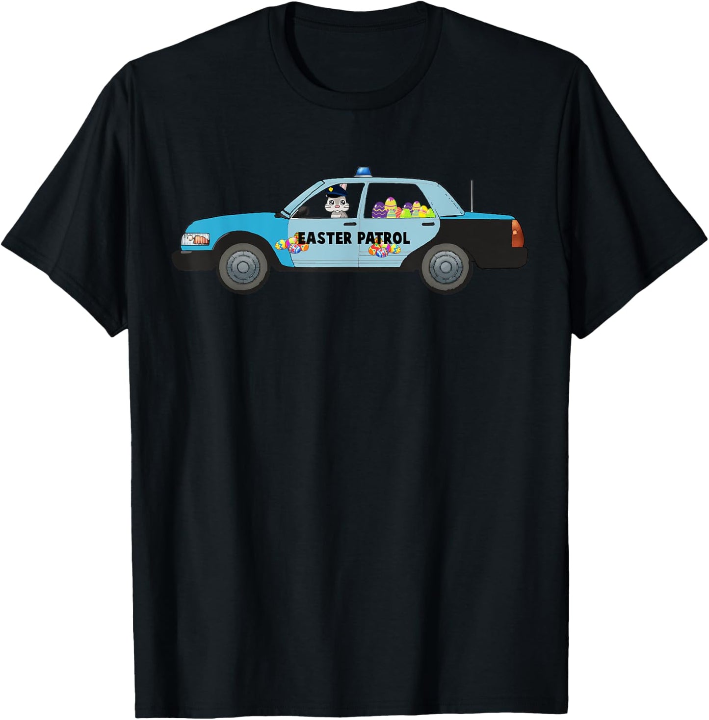 Easter Police Eggs Boys Girls Kids Bunny Rabbit Cruiser T-Shirt - T-Shirt | Black