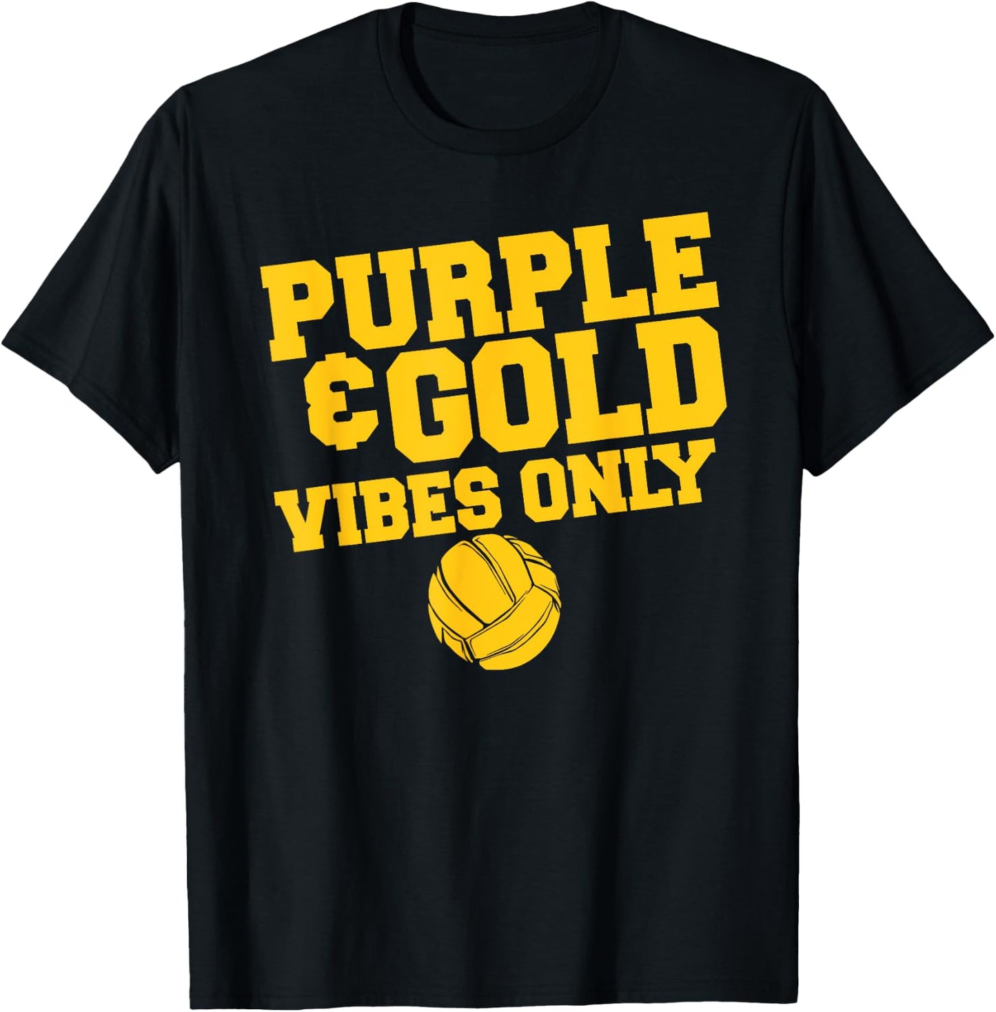 Purple Gold Game Day High School Volleyball Group Team T-Shirt - T-Shirt | Black