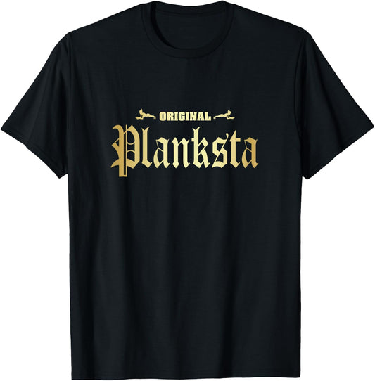 Original Planksta Planster Funny Planks Pilates Workout T-Shirt - T-Shirt | Black
