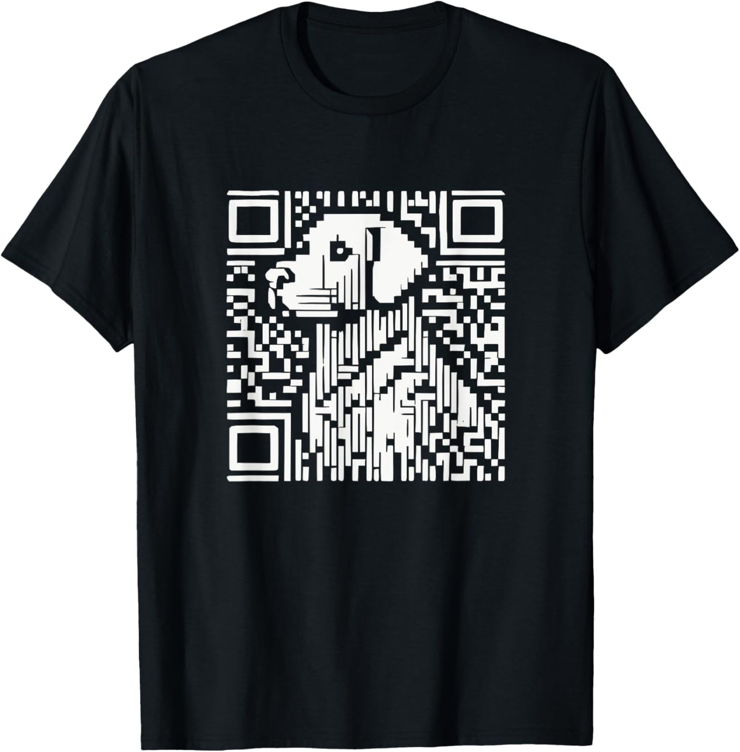 Pixelated QR Dog Code T-Shirt - T-Shirt | Black