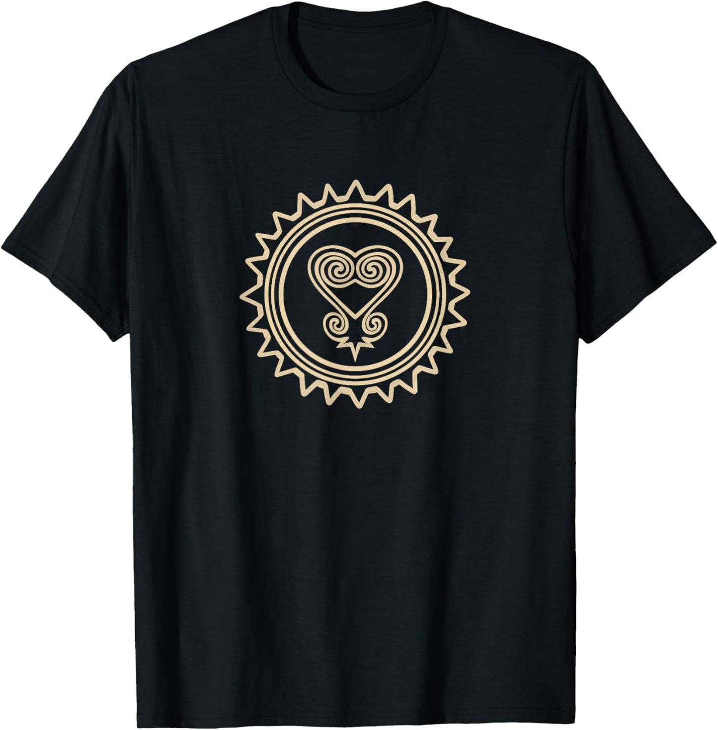 African Adinkra Symbol Sankofa Heart T-Shirt - T-Shirt | Black