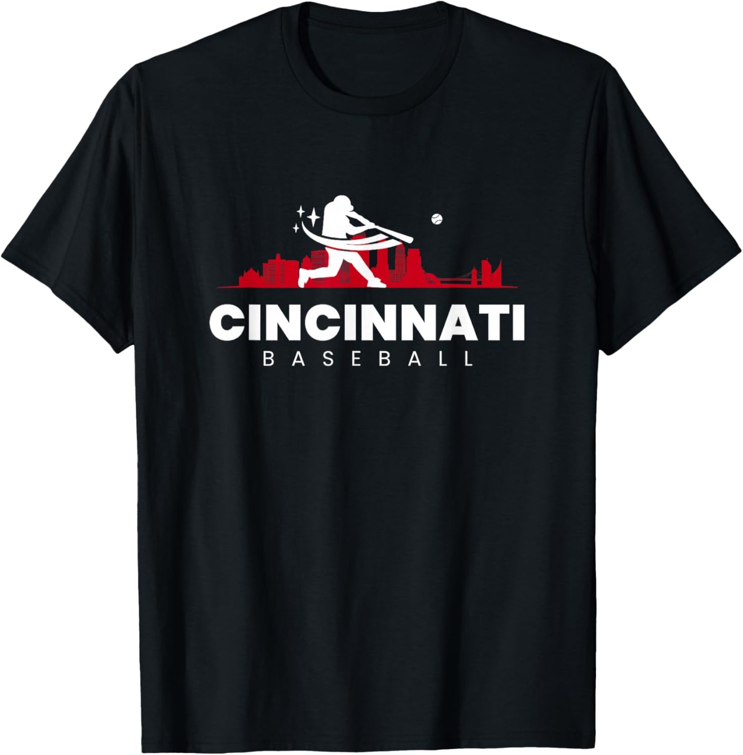 Cincinnati Baseball Vintage Minimalist Retro Baseball Lover T-Shirt - T-Shirt | Black