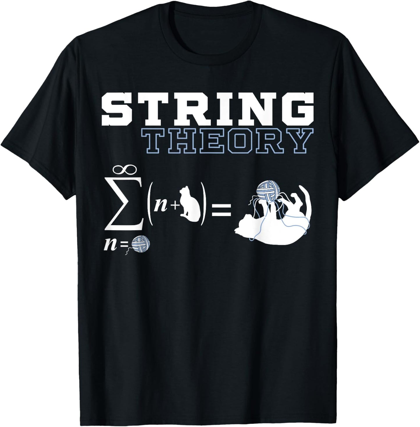 Funny Cat | Yarn | String Theory Men Women T-Shirt - T-Shirt | Black