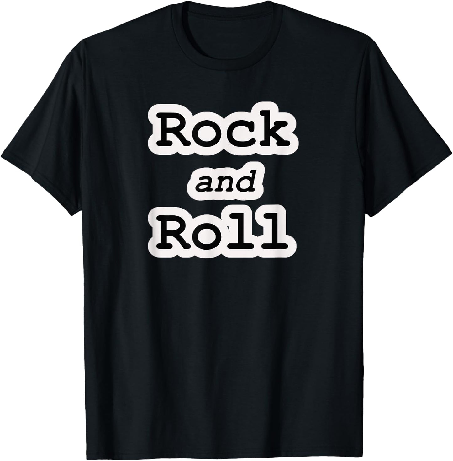 Rock and Roll Music Black and White Design Writing T-Shirt - T-Shirt | Black