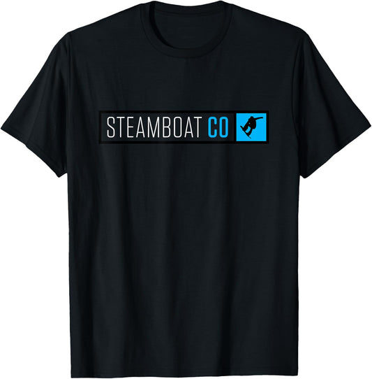 Steamboat Springs Colorado Snowboard Box Type T-Shirt - T-Shirt | Black