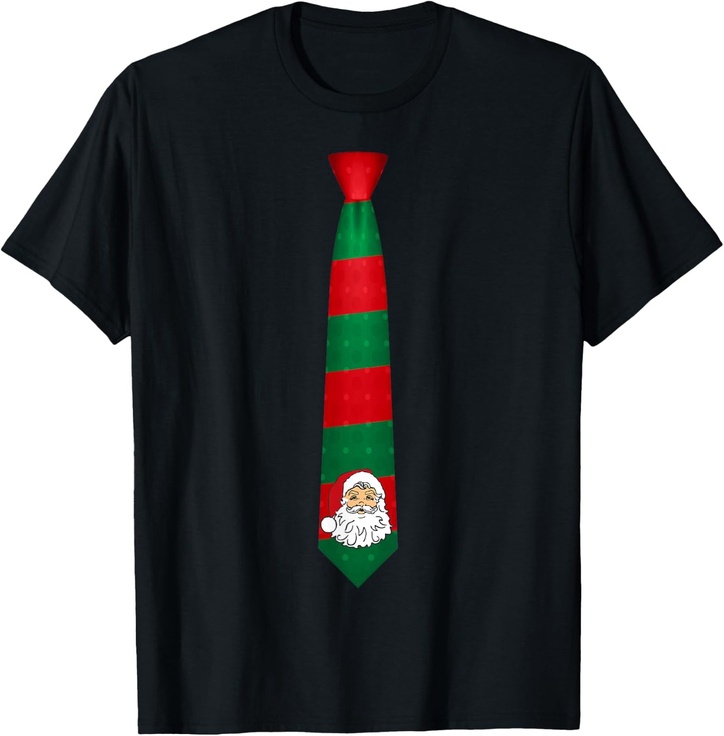 Santa Christmas Tie, Necktie Funny Dress Xmas Graphic T-Shirt - T-Shirt | Black