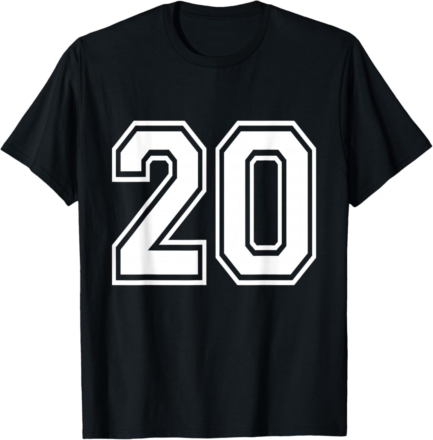 Number 20 Varsity Sports Team Jersey 20th Birthday 20 Years T-Shirt - T-Shirt | Black