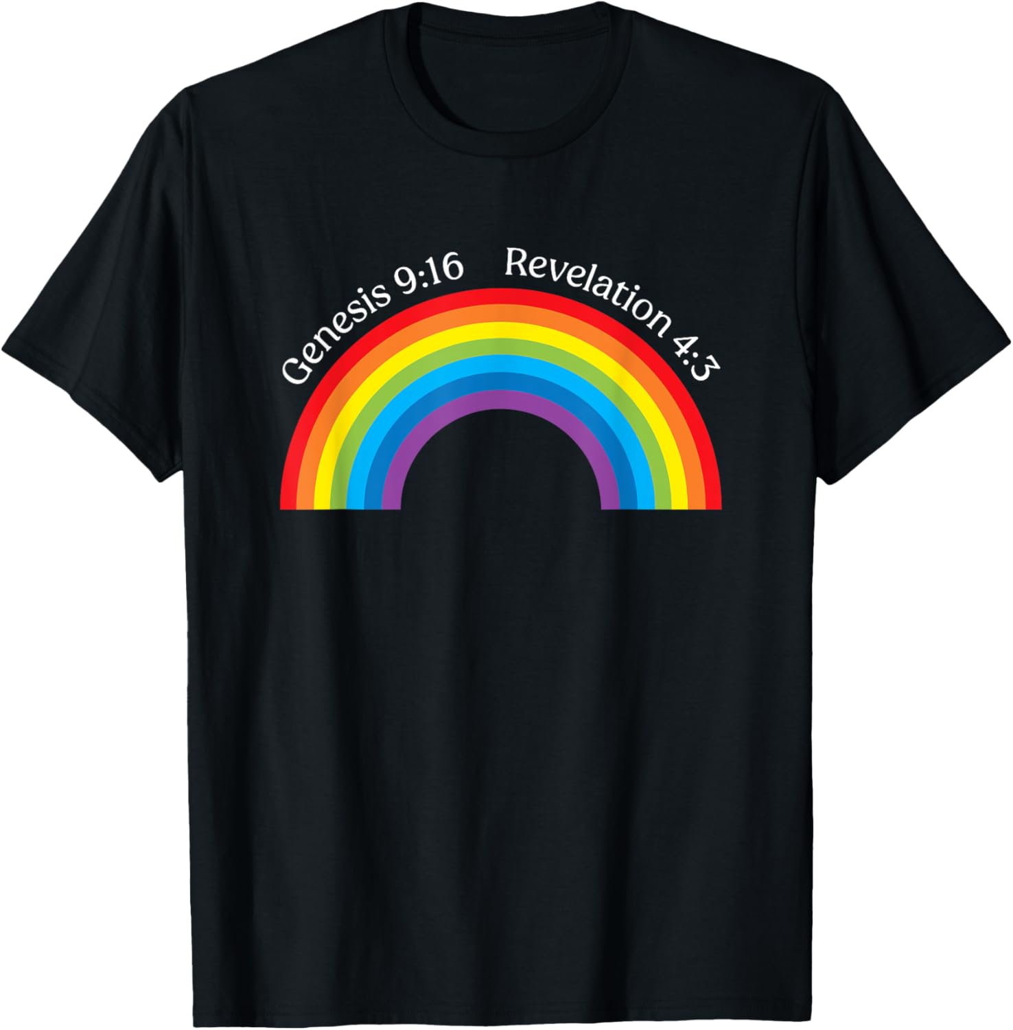 Genesis 9 16 Revolution 4 3 Rainbow Bible Christian T-Shirt - T-Shirt | Black