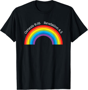 Genesis 9 16 Revolution 4 3 Rainbow Bible Christian T-Shirt - T-Shirt | Black