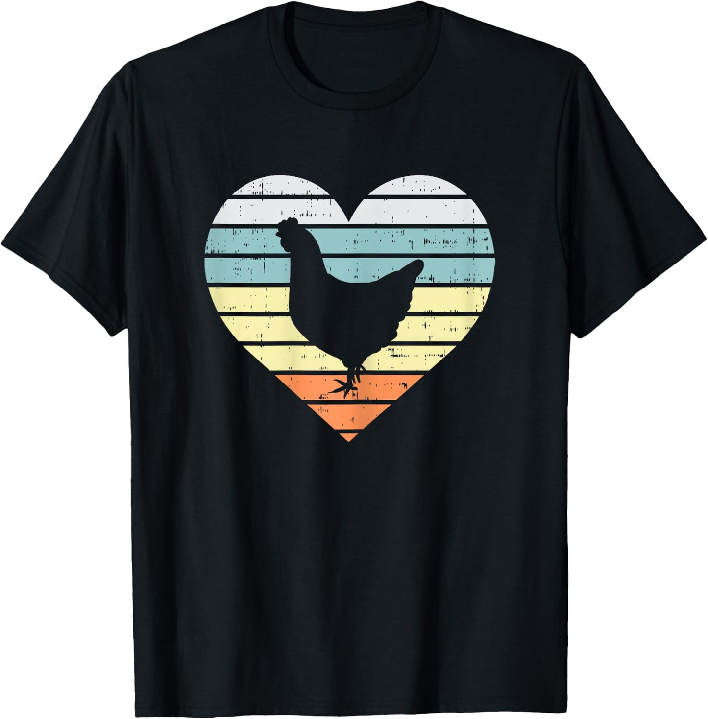 Chicken Heart Retro Farm Animal Farming Country Farmer Gift T-Shirt - T-Shirt | Black