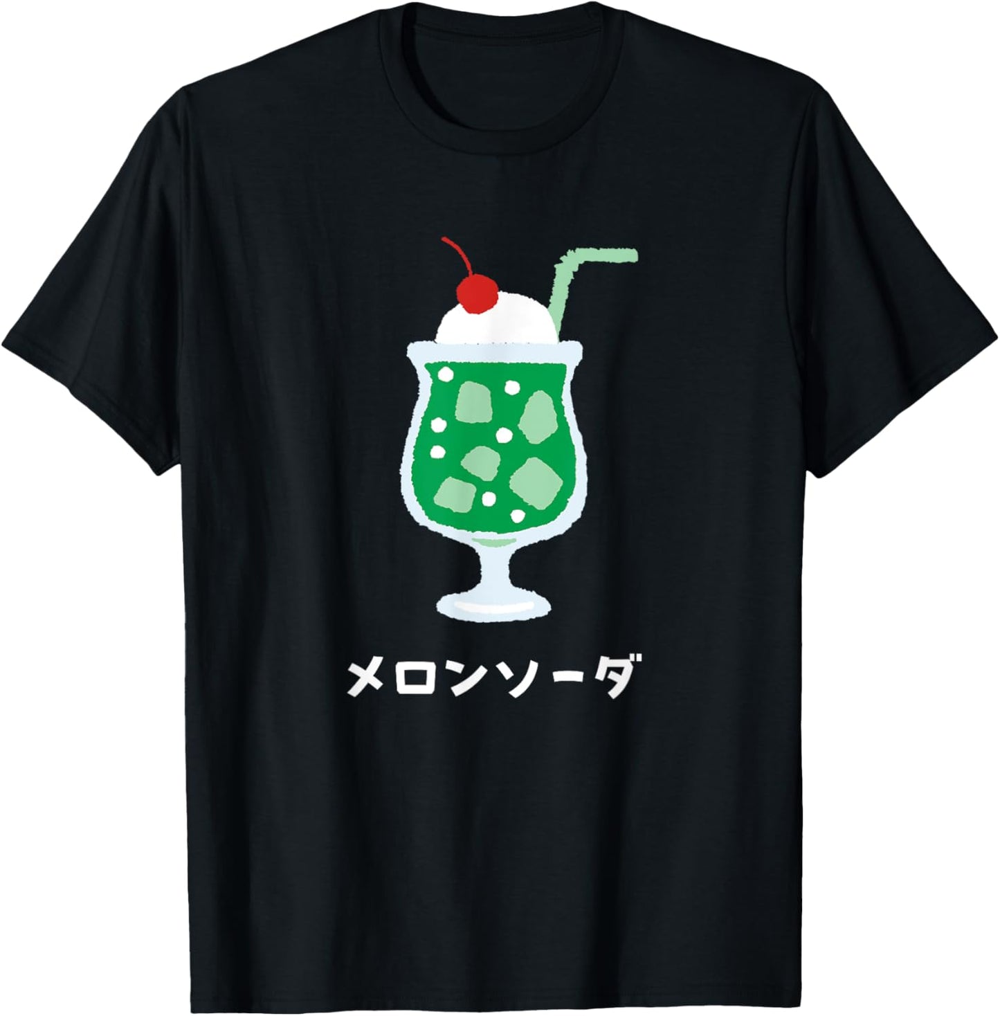 Retro Japanese Green Melon Soda Juice Drink Japan 70s 80s T-Shirt - T-Shirt | Black